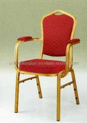 Leisure Red Fabric Metal Armrest Chair (YC-L02)