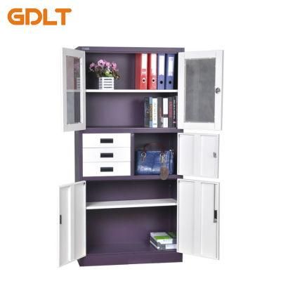 Three Drawers Glass Steel Doors Put Books Put Safe Steel Cabinet