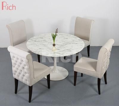 Wooden Modern Leisure White Fabric Dining Chair