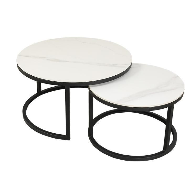 Hot Sale Modern Style Home Dining Furniture Coffee Steel Restaurant Wholesale Tea Table Set Metal Iron Legs Marble Top Coffee Table