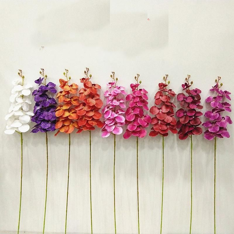 Wholesale Fabric Vanda Orchid Single Artificial Orchids Flower for Weddig Decoration