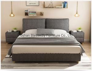 Handmade Wooden Frame Modern Bed Home Furniture Solid Wood Fabric Bed