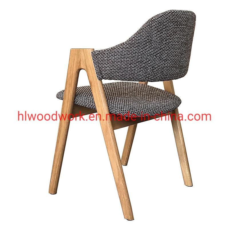 Oak Wood Tai Chair Oak Wood Frame Natural Color Brown Fabric Cushion and Back Dining Chair Coffee Shop Chair Office Chair