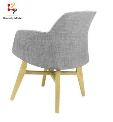 Modern Style Restaurant Cafe Coffee Shop Dining Room Fabric Seat Hotel Room Dining Chair with Armrest