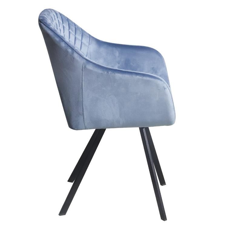 New Design Wholesale Modern Home Furniture Living Room European Metal Legs Dining Chair with Optional Colors Velvet Fabric