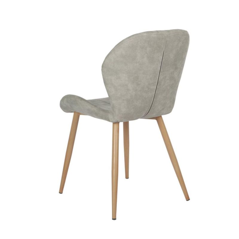 2021 Hot Sale Light Grey Fabric Dining Chair with Wood Transfered Legs