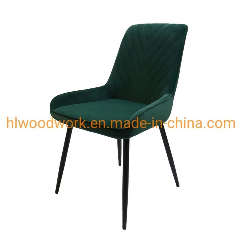 Home Furniture Hotel Luxury Soft Back Velvet Fabric Dining Chair with Metal Legs Soft Velvet Seat for Lounge Dining Kitchen Chair