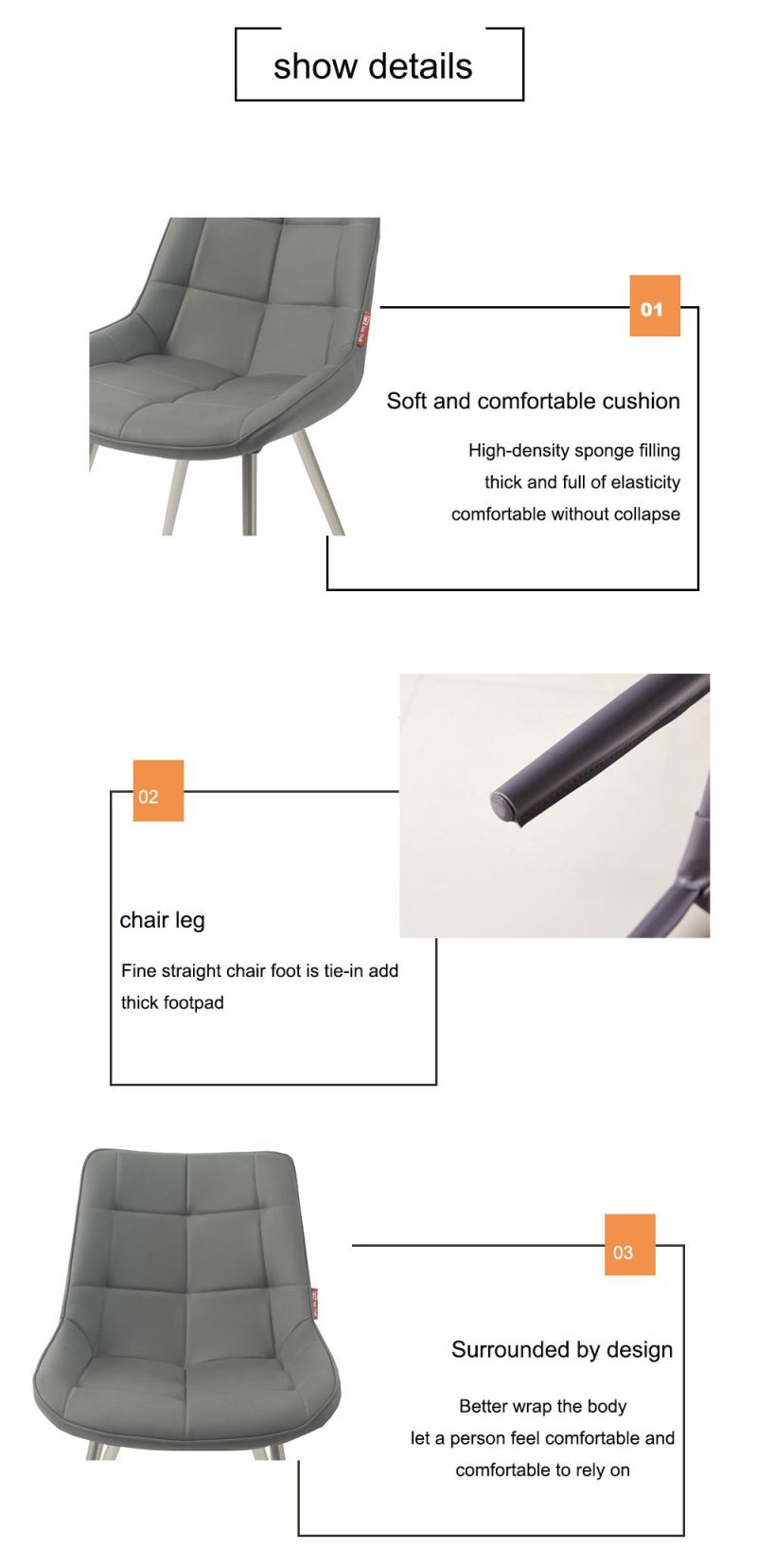 Factory Supply High Quality PU or Fabric Dining Chair