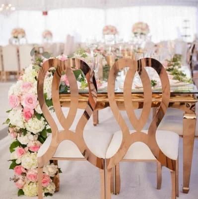 Colored Popular Heart Back Stainless Steel Chairs China Hoping Furniture Market White Outdoor Rose Gold Cheap Wedding Chairs for Sale