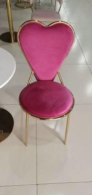 Luxury Elegant Pink Velvet Fabric Dining Room Chairs with Gold Metal Leg