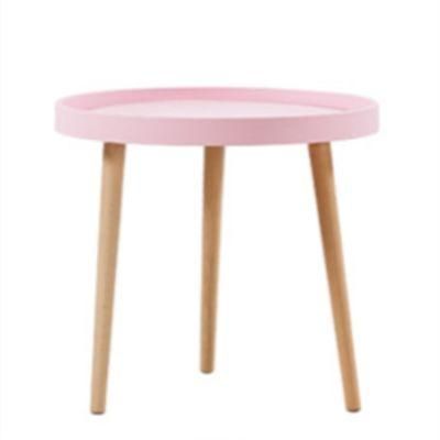 Minimalist Living Room Side Corner Table Wooden Legs Plastic Top Coffee Nest Table for Home