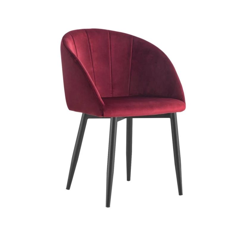 Free Sample Wholesale Home Furniture Coffee Hotel Luxury Upholstered Soft Back Velvet Fabric Dining Chair with Metal Legs