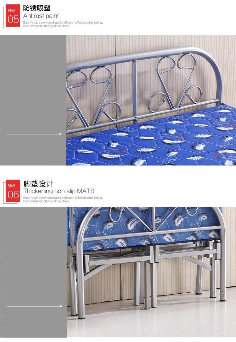 Space Saving Modern Steel Folding Metal Double Bed