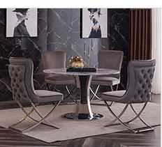 Royal Palace Style Banquet PU Leather Stainless Steel Legs Dining Chair