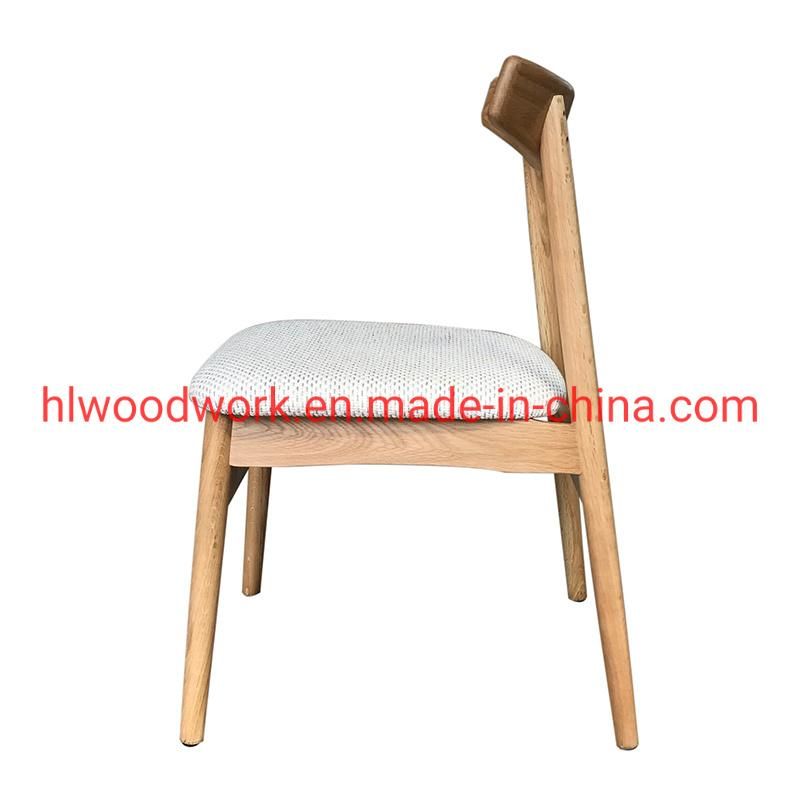 Dining Chair Oak Wood Frame Natural Color Fabric Cushion White Color K Style Wooden Chair Furniture Living Room Furniture