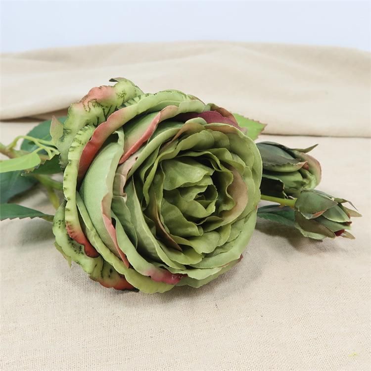 3 Heads Artificial Fabric Rose Flower Arrangements Bouquet for Party Garden Wedding Decor