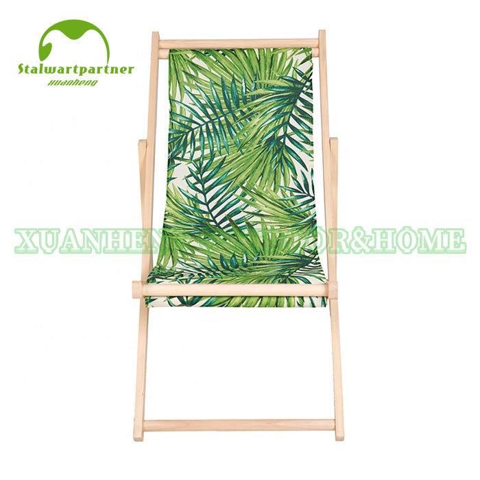 Foldable Outdoor Wood Sling Beach Deck Chair