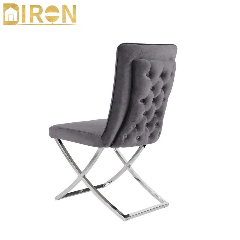 Home Furniture Wholesale Price Modern Design Velvet Fabric Stainless Steel Dining Wedding Chair