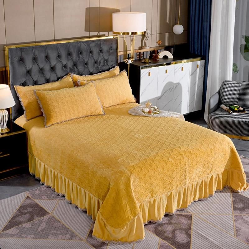 Universal for Adults and Kids Bed Skirt Style Milk Velvet Fabric for Bed Spread Bedspreads