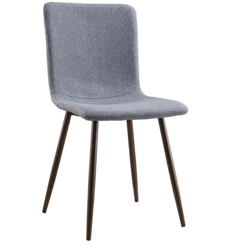 Bazhou Imported Luxury Bacco Grey Fabric Covered Upholstered Dining Room Furniture Side Chairs