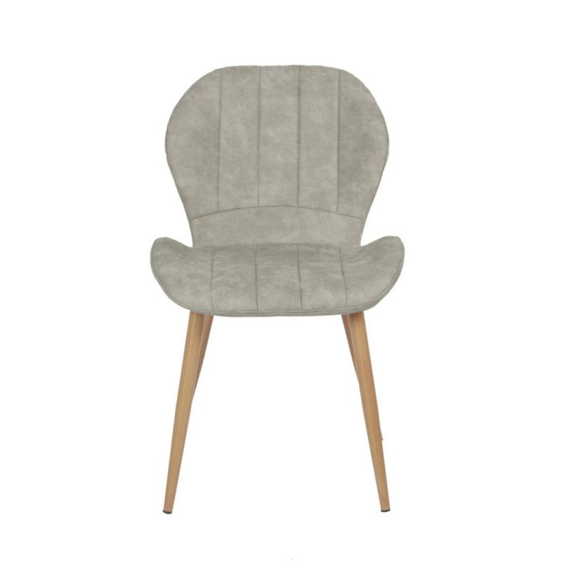 2021 Hot Sale Light Grey Fabric Dining Chair with Wood Transfered Legs