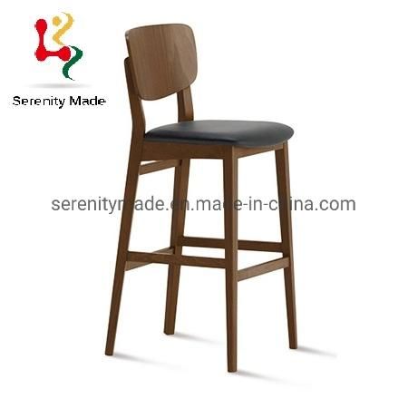 Fabric Upholstered Seat Wooden Frame Bar Stool Chair for Bar Furniture