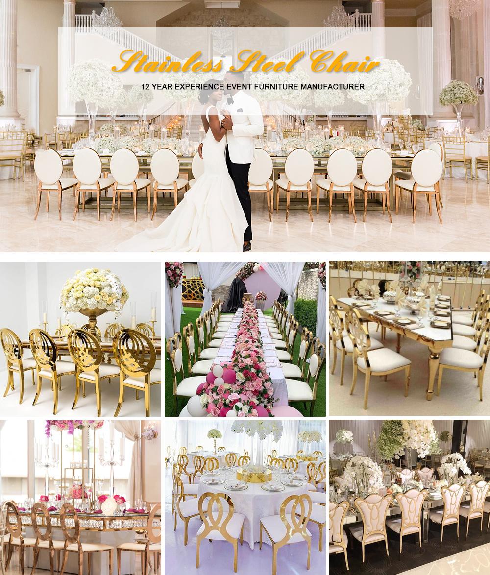 Gold Metal Frame Stainless Steel Chair Wedding Used Banquet Chairs for Sale