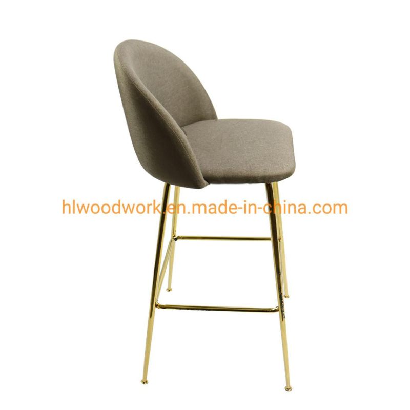 Wholesale Modern Furniture Commercial High Quality Leather Bar Chair with Backrest Contemporary Style Upholstery Armrest Barrel Chair Counter Bar Stool