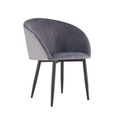 High Quality Dining Room Coffee Shop Modern Metal Leg Soft Velvet Chair