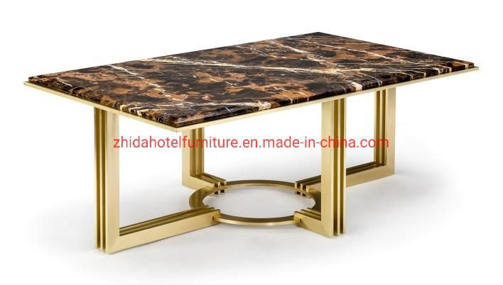 Metal Round Rectangular Marble Table Top Coffee Side Table for Living Room Sofa