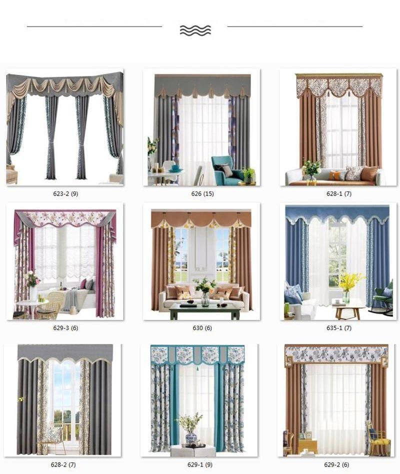 China Factory Supply Cheap Promotional Blue Elegant Design Printed Fabric Curtain