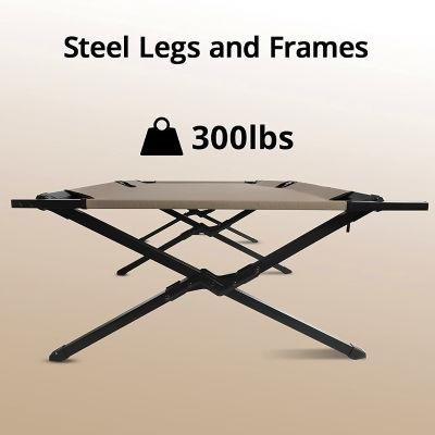 New Camp Cot Folding Camping Cot Guest Bed 300 Lbs Capacity Steel Frame Strong 300d Polyester