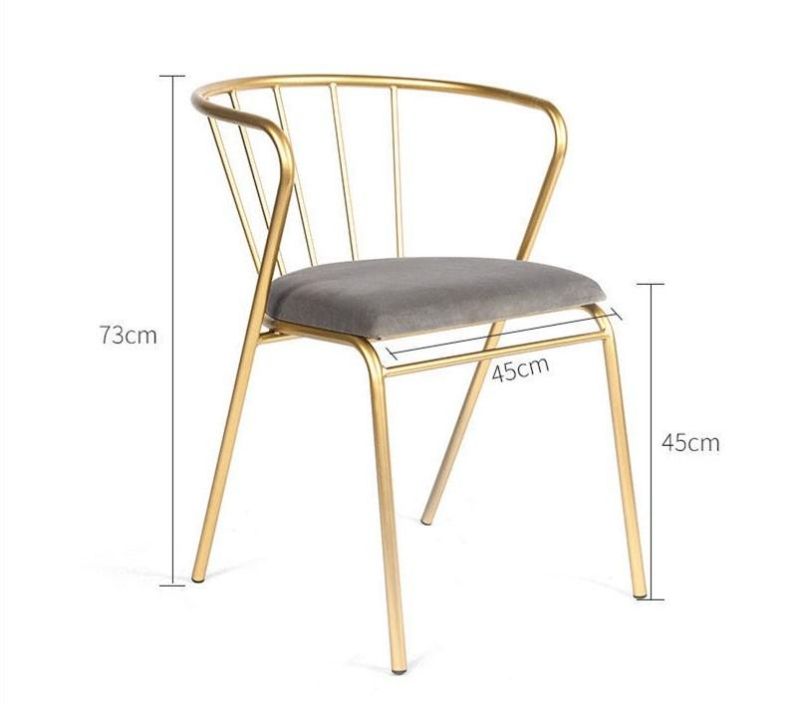 Golden Metal Frame with Armrest Iron Restaurant Furniture Dining Chair