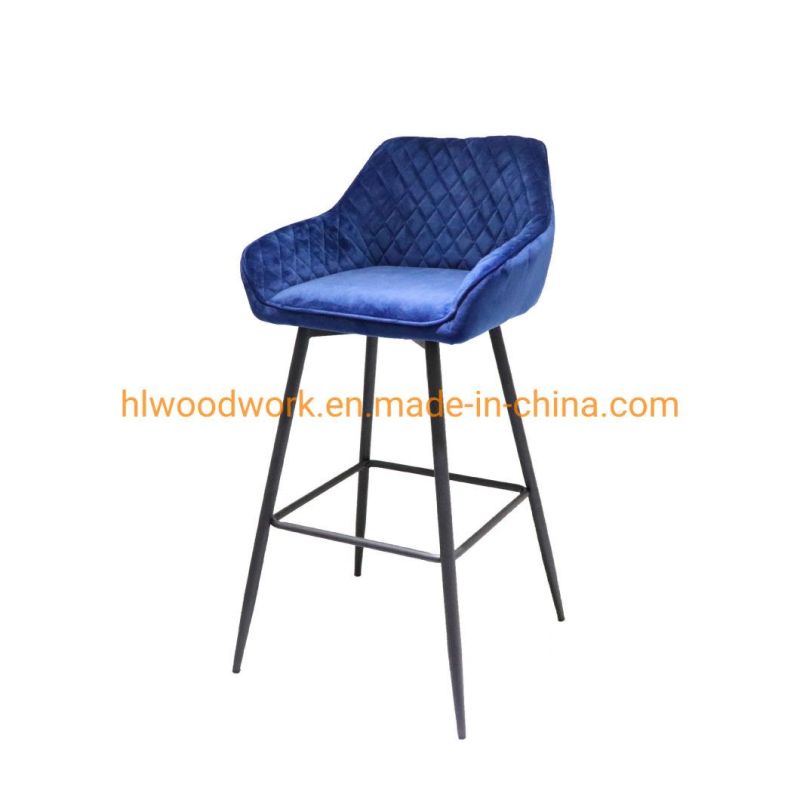 Luxury Diamond Type Back Design Coffee Dessert Shop Breakfast Kitchen Bar Stool Chair with Install Non-Slip Mute Foot