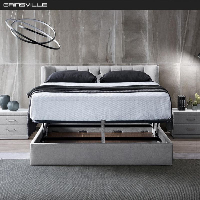 Upholstered Soft Fabric Double King Size Bed for Home Furniture