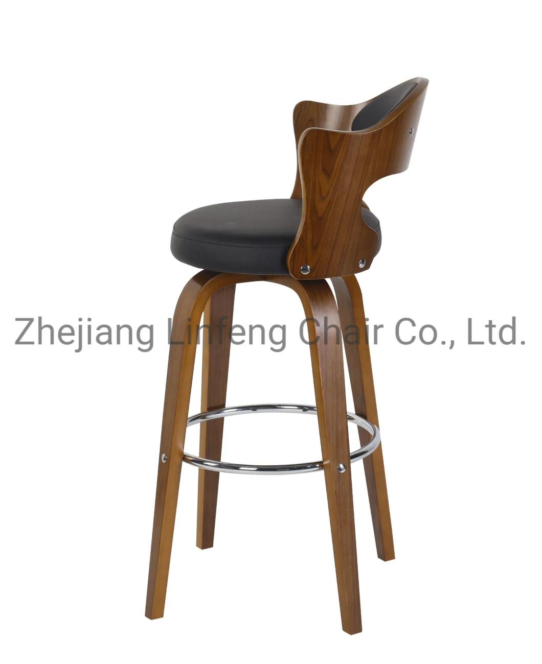 Solid Wood Luxury Elegant French Designs Dining Room Wood Bar Stool Industrial