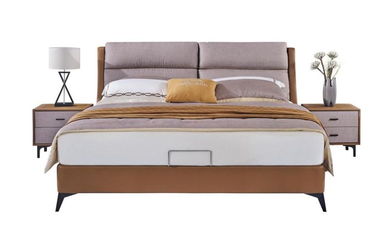 Wholesale Solid Wooden Bed Upholstered PU Leather King Size Bed