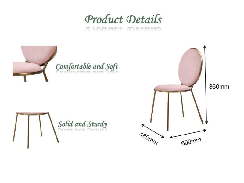 Hot European Style Vanity Sweet Shop Furniture Ellipse Back Makeup Stool Fabric Velvet Material Gold Legs Four Legs Chair