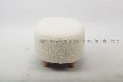 Customized Washable Round Wooden Fabric Dining Makeup Pouf Bar Stools Chair Footrest Shoe Changing Kids Ottoman Stool