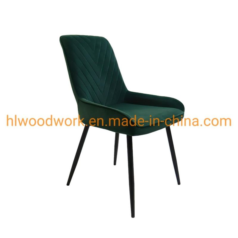 Hot Sale Modern Design Arm Metal Dinner Velvet Leisure Fabric Dining Room Sillas Upholstered Dining Chair Hotel Metal Restaurant Dining Banquet Event Chair