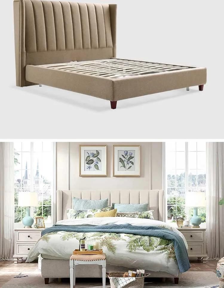 Linsy Hot Sale Wood Fabric King Queen Size Modern Bed Rax2a