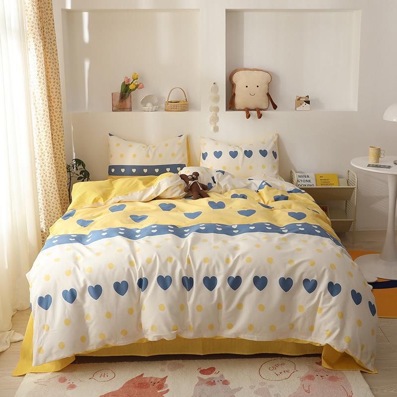 Home Textile Fabric Four Piece Bed Linen Bedspread Coverlets Quilt Hotel Bedding Set Cotton Bed Duvet Covers Pillowcase Bedsheet