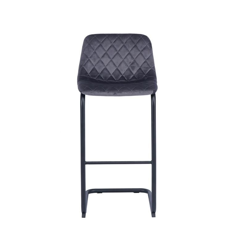 Hot Sale High Kitchen Beauty Stools Velvet Fabric Bar Chairs with Metal Legs