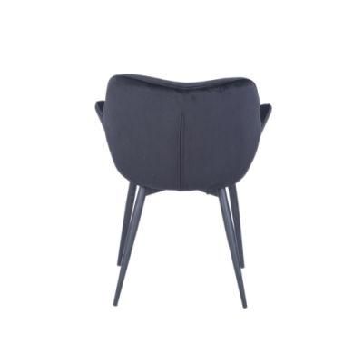 European Design Dining Room Furniture Ergonomic Blue Velvet Steel Leg Dining Chair