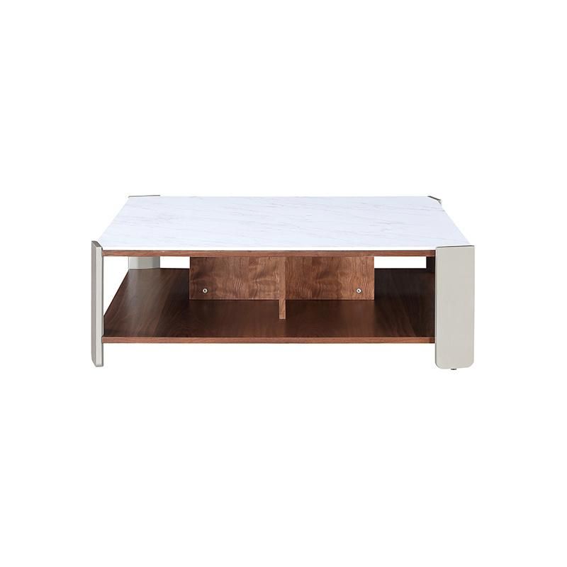 Modern Foshan Factory Wholesale Center Tea Table Wooden Home Furniture Living Room Square Marble Coffee Table