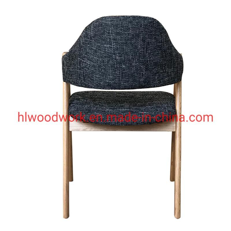 Resteraunt Furniture Oak Wood Tai Chair Oak Wood Frame Natural Color White Fabric Cushion and Back Dining Chair Coffee Shop Chair