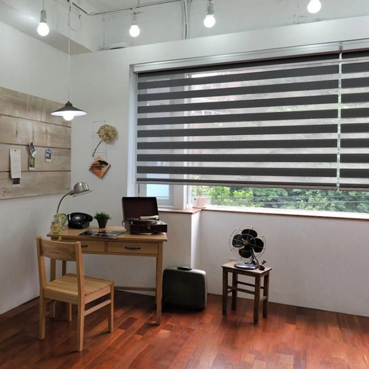 Double Layer Day and Night Indoor Shade Window Manual Zebra Blinds Shade Dual Roller Blinds