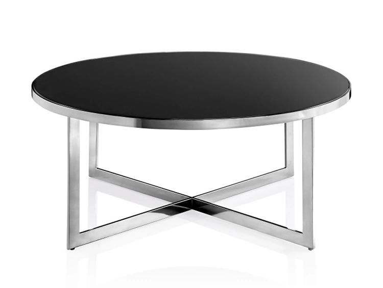 Modern Office Furniture Stainless Steel Leg Glass Coffee Table