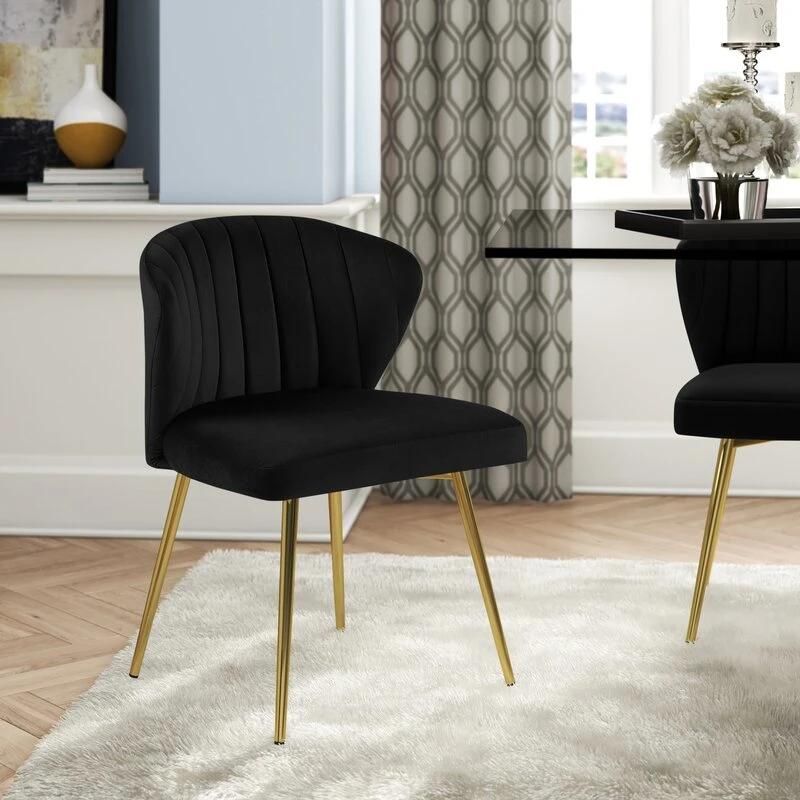 Wholesale Home Furniture Upholstery Velvet Dining Chairs with Gold Leg