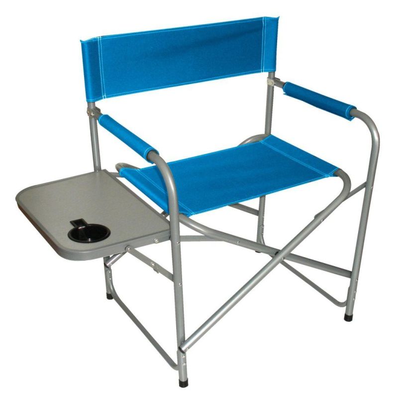 Stability Aluminum Frame Director Chair, Deluxe Tall Folding Director Chair with Cooler Storage and Side Table